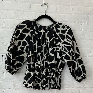 Zara Giraffe Print Peplum Blouse